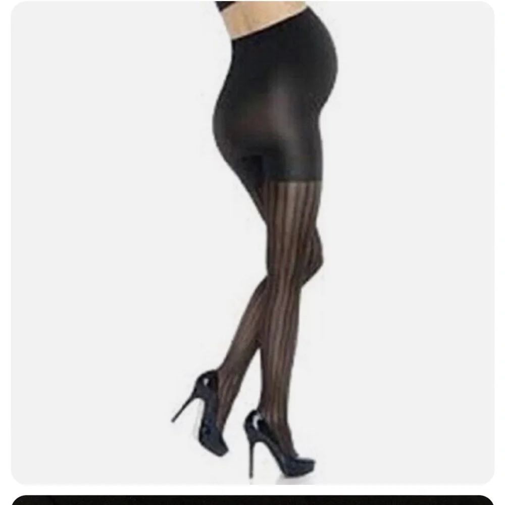 Spanx Assets Mama Stripe Tights, Maternity Black Size 1 A Shapes/Firms 873M